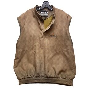ZERO Restriction Vest Mens Large Golf Outdoors Brown‎ Plaid Snaps Embroidery